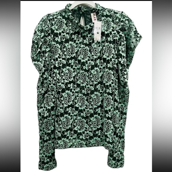 NWT ANTHROPOLOGIE Dolan Mint Green Lace long sleeve top - Picture 6 of 8